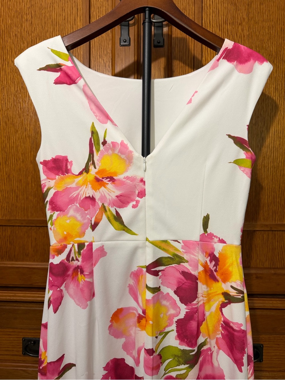 Eliza J Floral Midi Sheath Dress Boatneck Sleeveless Side Slit Brunch Cocktail - Picture 6 of 14